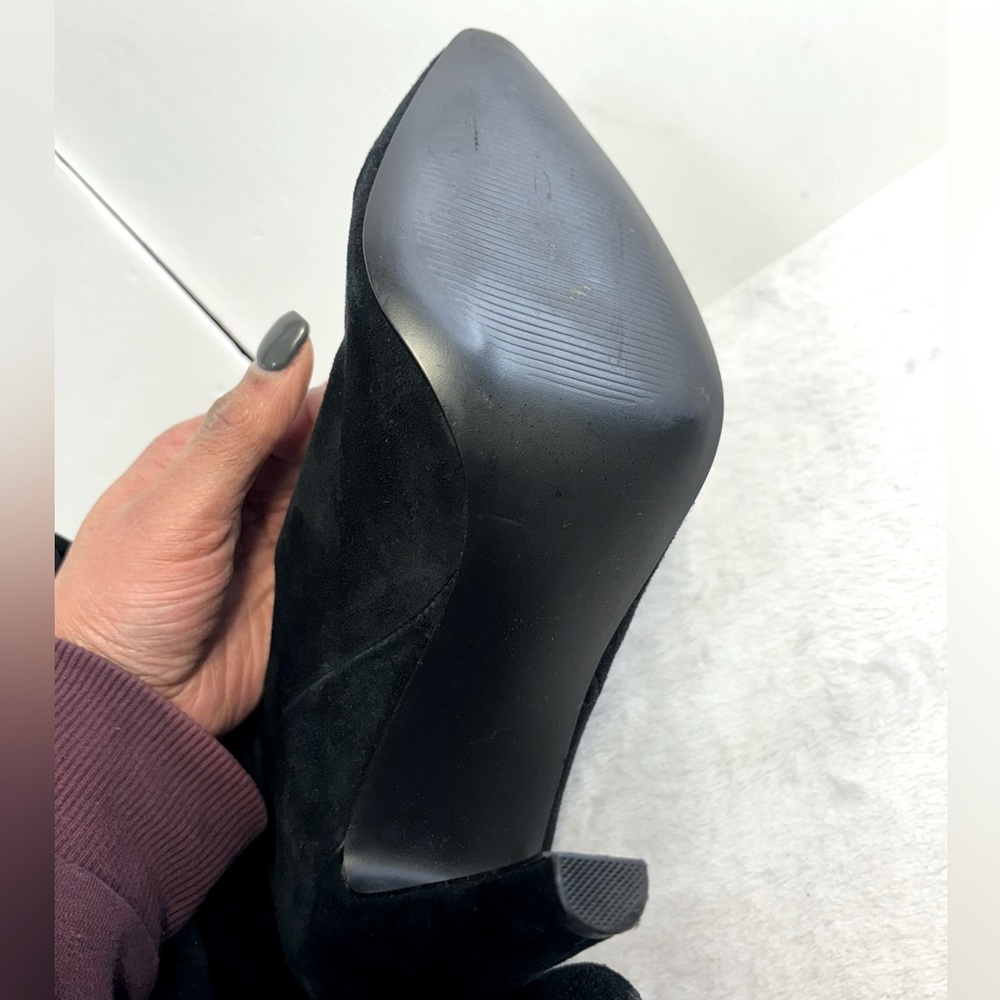 Steve Madden Black Suede Ruched Knee High Boots - Picture 10 of 13